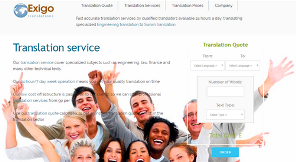 Old screenshot of Exigo translations website